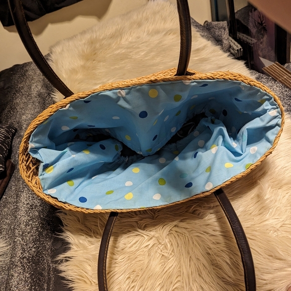 Straw beach or picnic bag tote purse - Picture 5 of 7